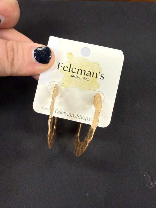 Worn Hammered Gold Hoops