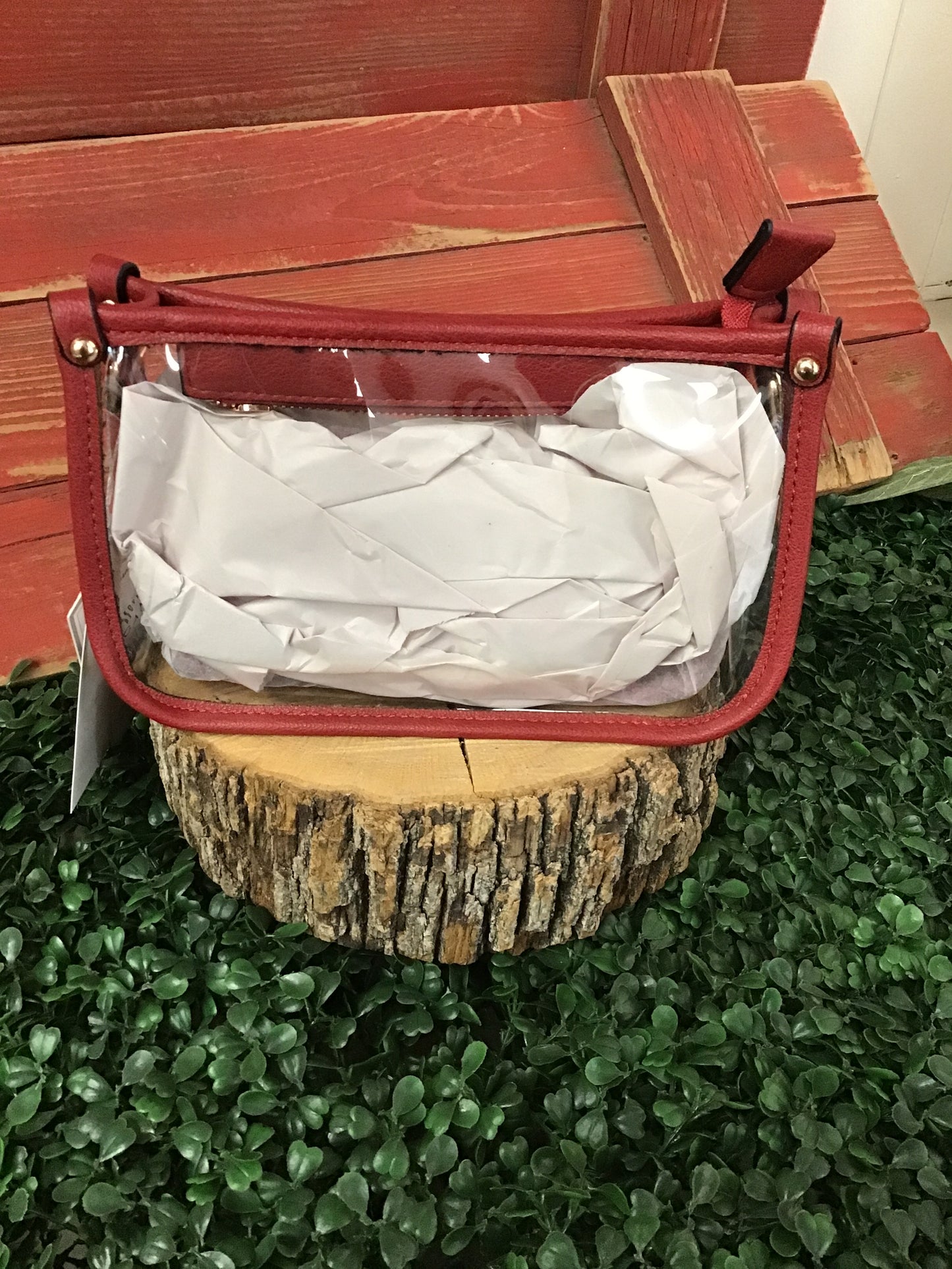 Clear Crossbody Crimson