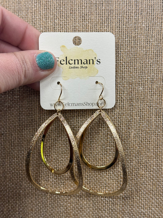Large Gold Tear Drop Earrings