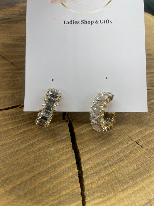 Clear Stone Huggie Earrings