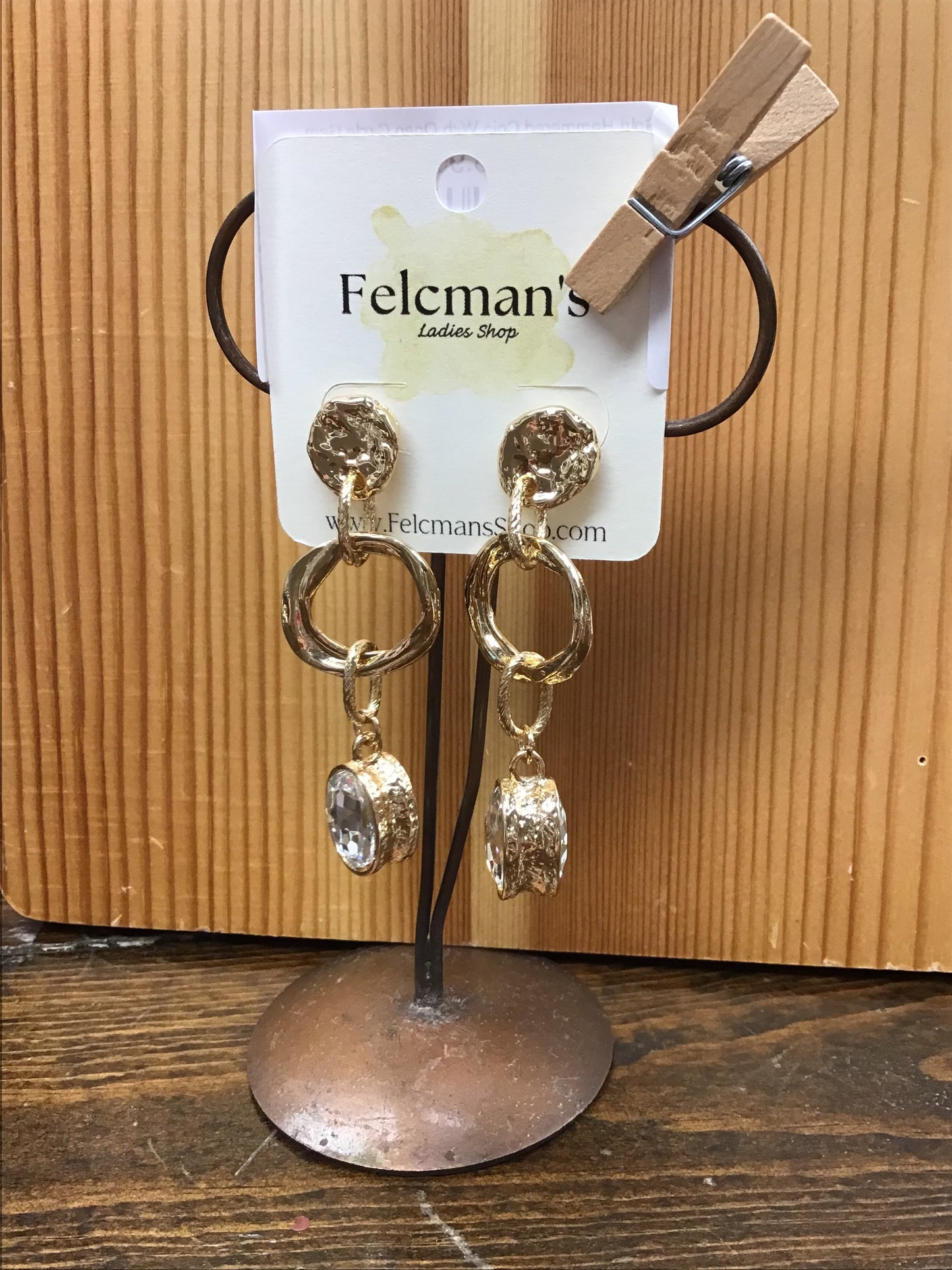 Gold Hammered Coin With Silver Hoop Gems