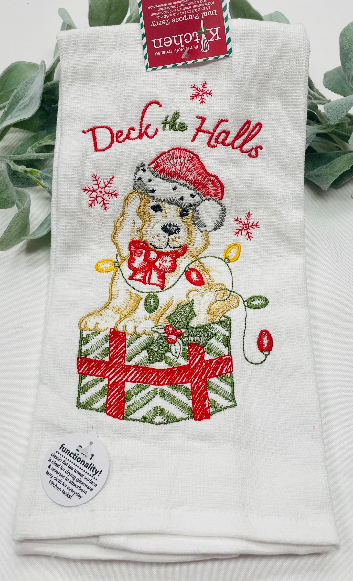 Bow Wowie Christmas Tea Towel