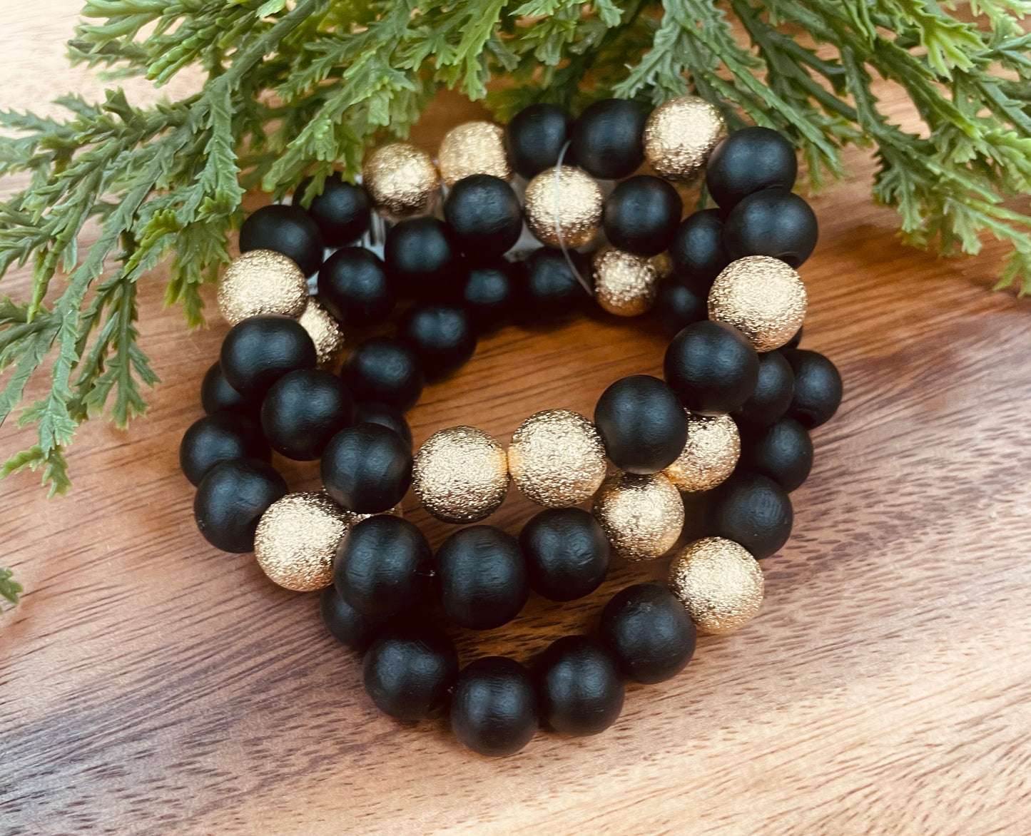 Black/Gold Textured Stretch Bracelets