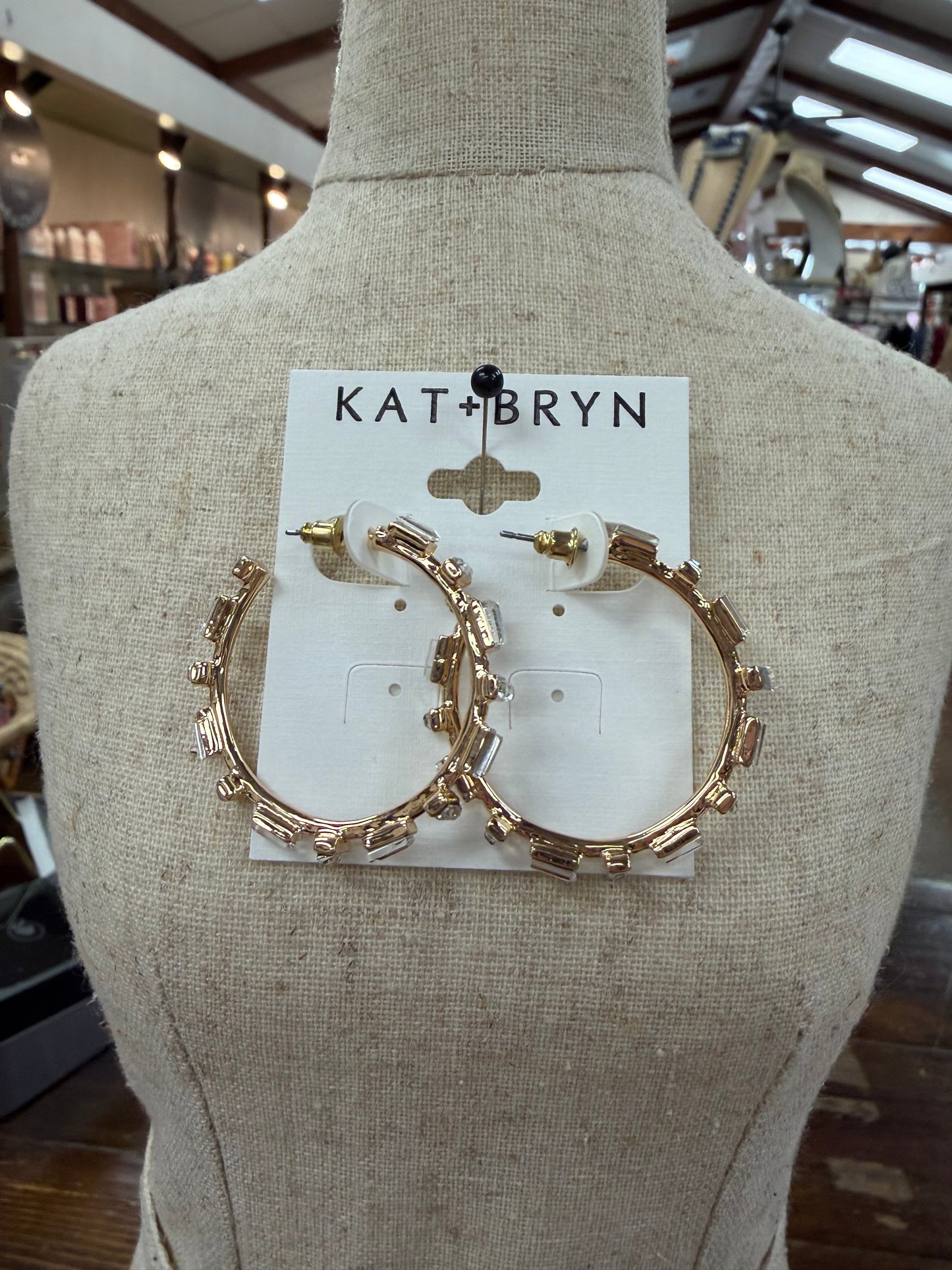 Gold Baguette Hoop Earrings
