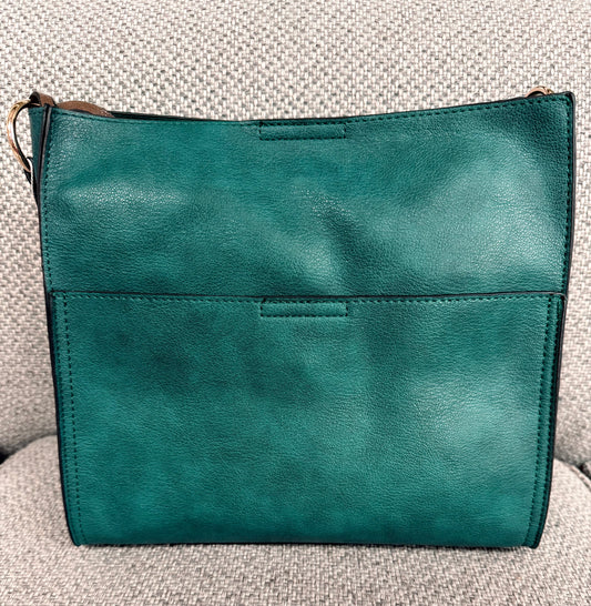 Bag In Bag Peacock Blue Leather Purse