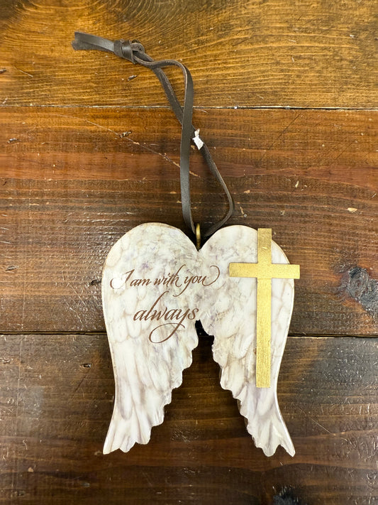 I Am Always With You Wooden Angel Wing Ornament