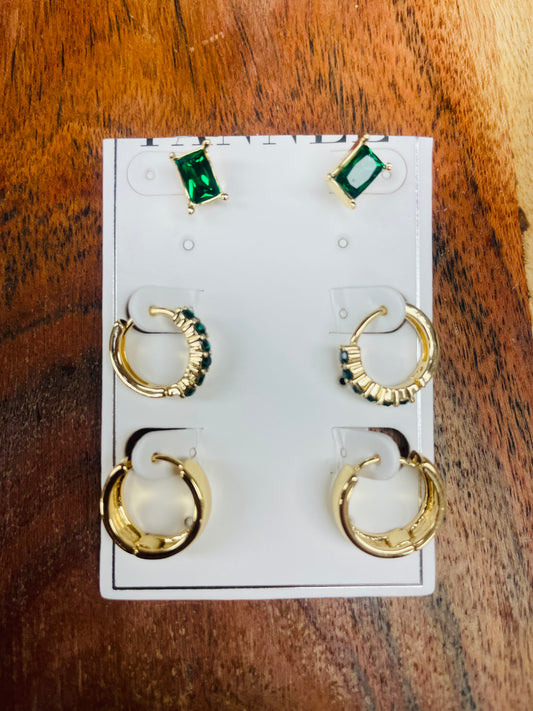 Gold/Emerald Green Studs