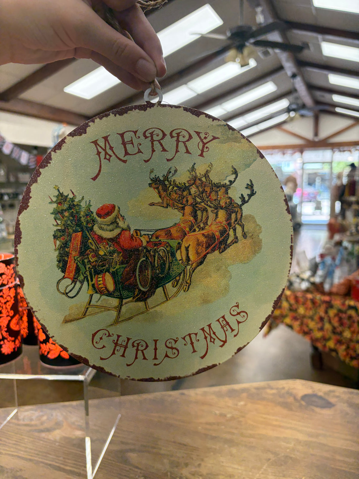 8" Rustic Christmas Disc Ornament