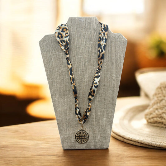 Maia Greek Keys Leopard Scarf