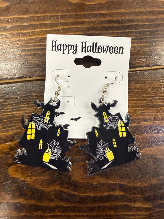 Black Haunted House Earring