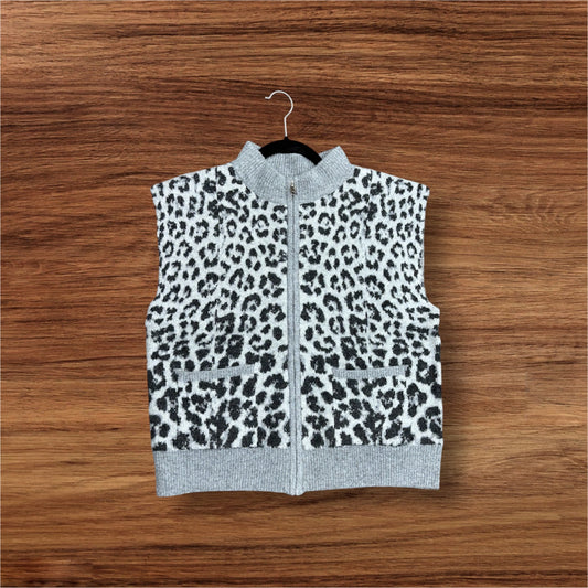 Light Grey Cheetah Sweater Vest