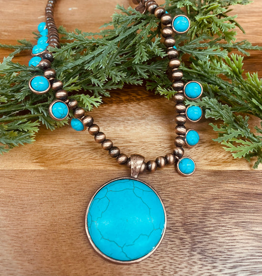Rust/Turquoise Pendent Necklace