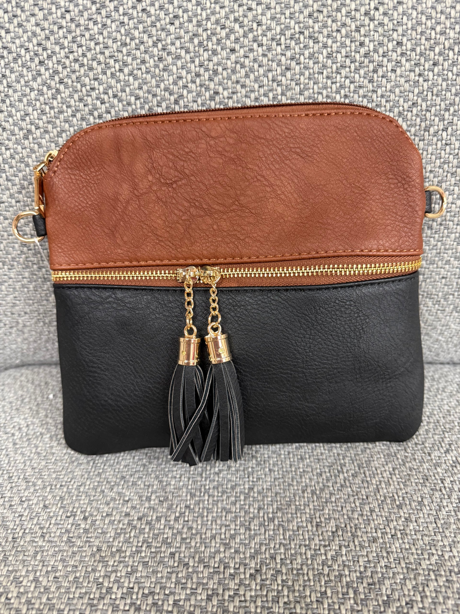 Black/Brown Tassel Crossbody