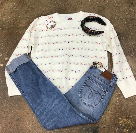 Multicolored Popcorn Sweater