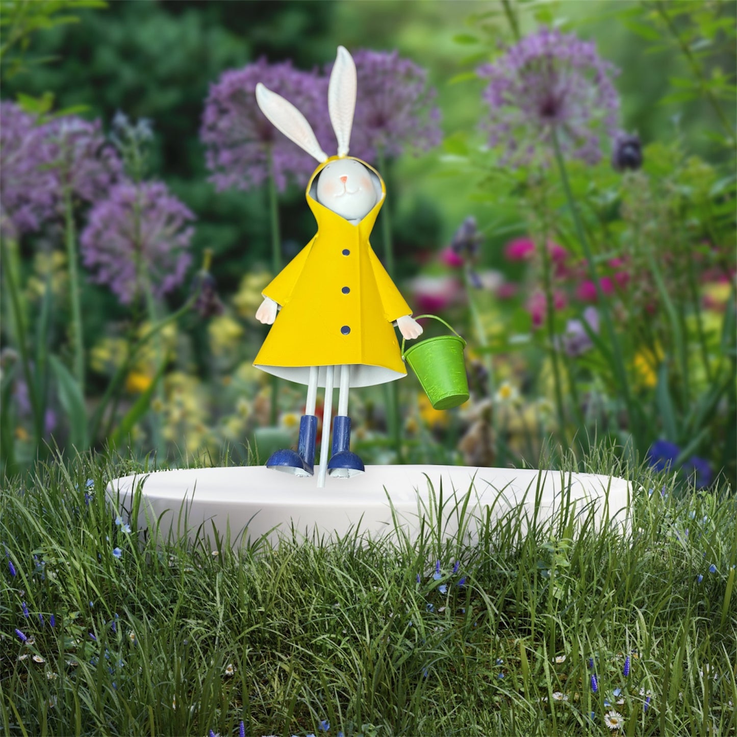 Rabbits In Raincoats Garden Stake