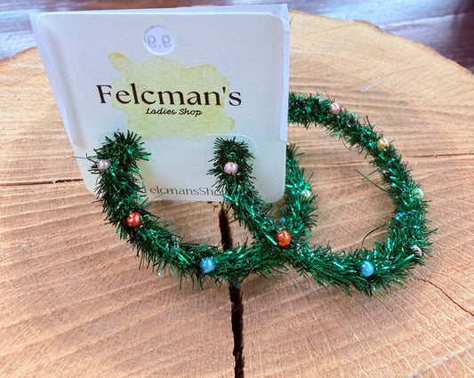 Green Shimmer Tassel Earrings