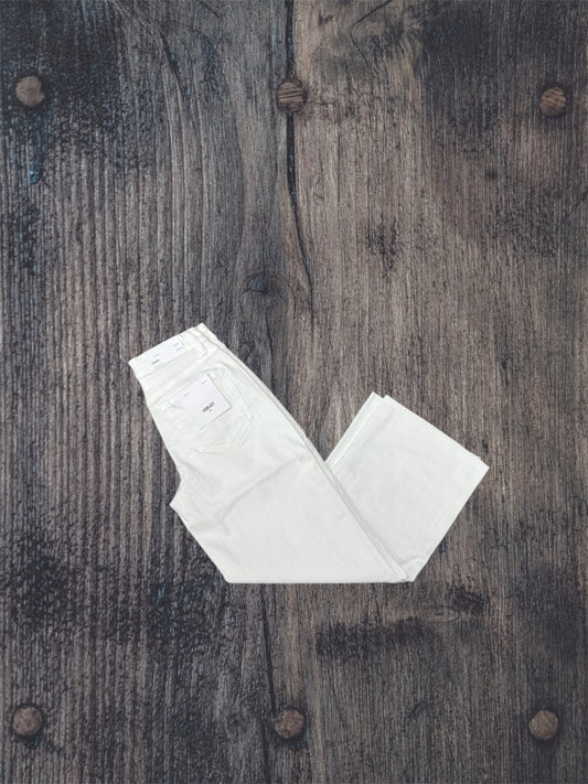 White High Rise Crop Wide Leg Jean