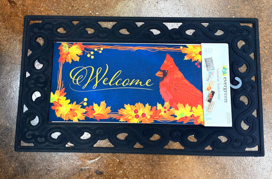 Fall Cardinal Wreath Switch Mat