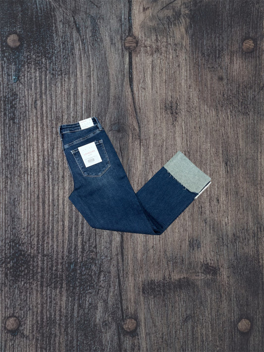 Dark Wash High Rise Single Cuff Jeans