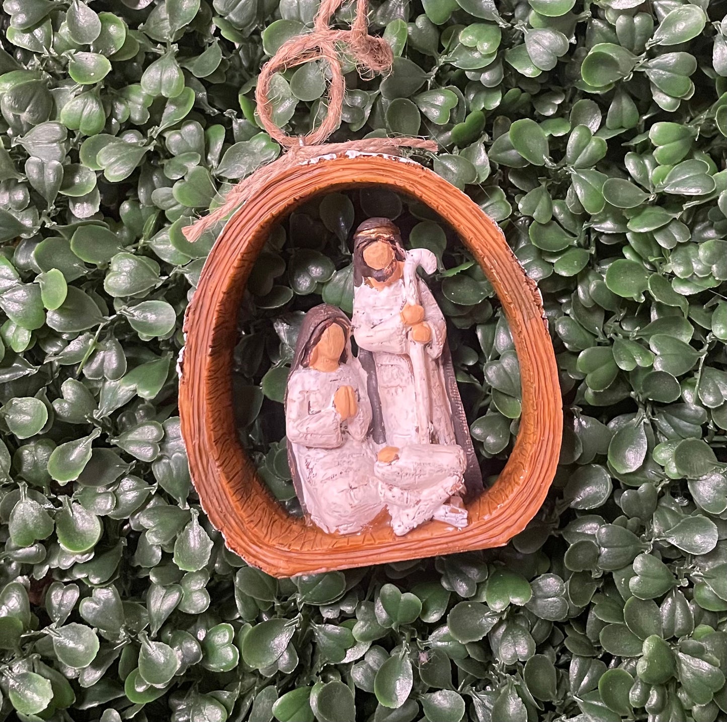 Birch Bark Circle With Holy Family Inside