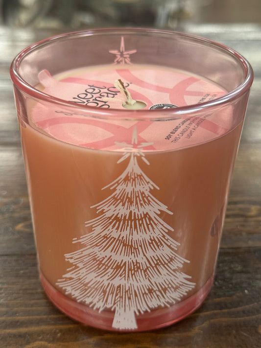 Sweet Grace Pink Christmas Tree Candle