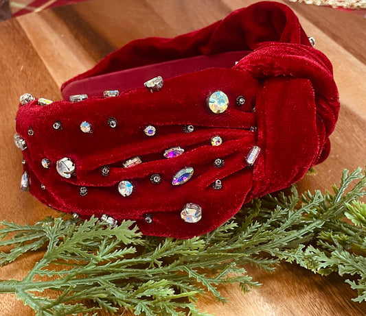 Velvet Red Gem Stone Headband