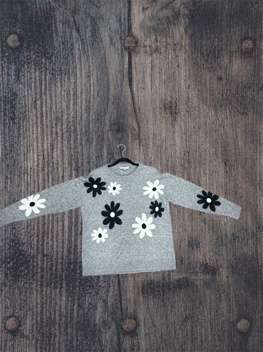 Floral Grey Sweater