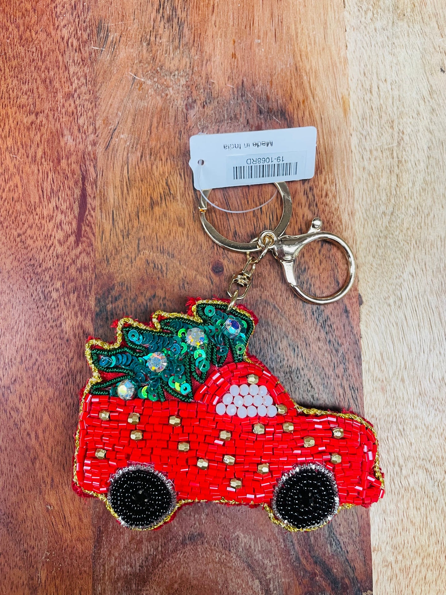 Red Truck With Christmas Tree Key Chain