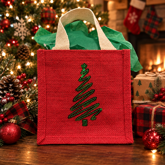 Christmas Tree Sequin Gift Tote