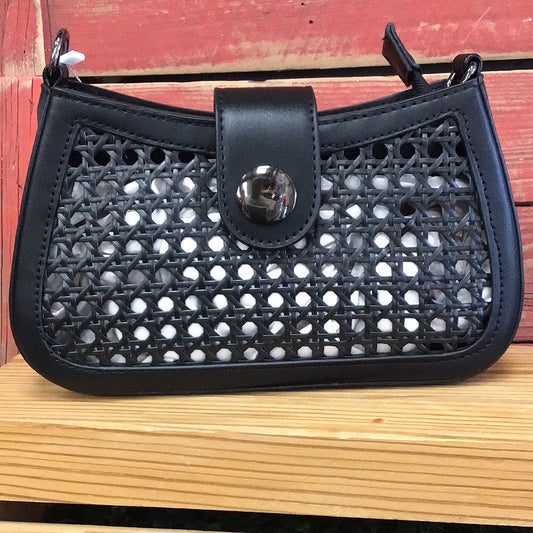 Black Leather Basket Purse