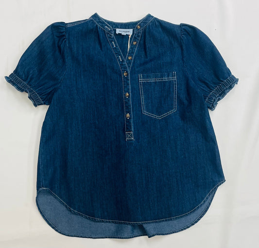 Mineral Washed Denim Blouse