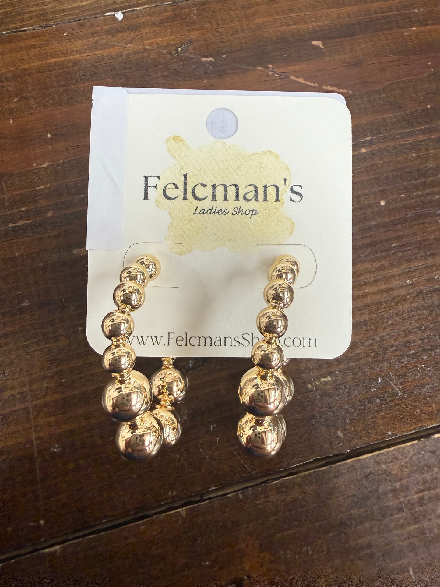 Gold Beaded Hoop Earrings