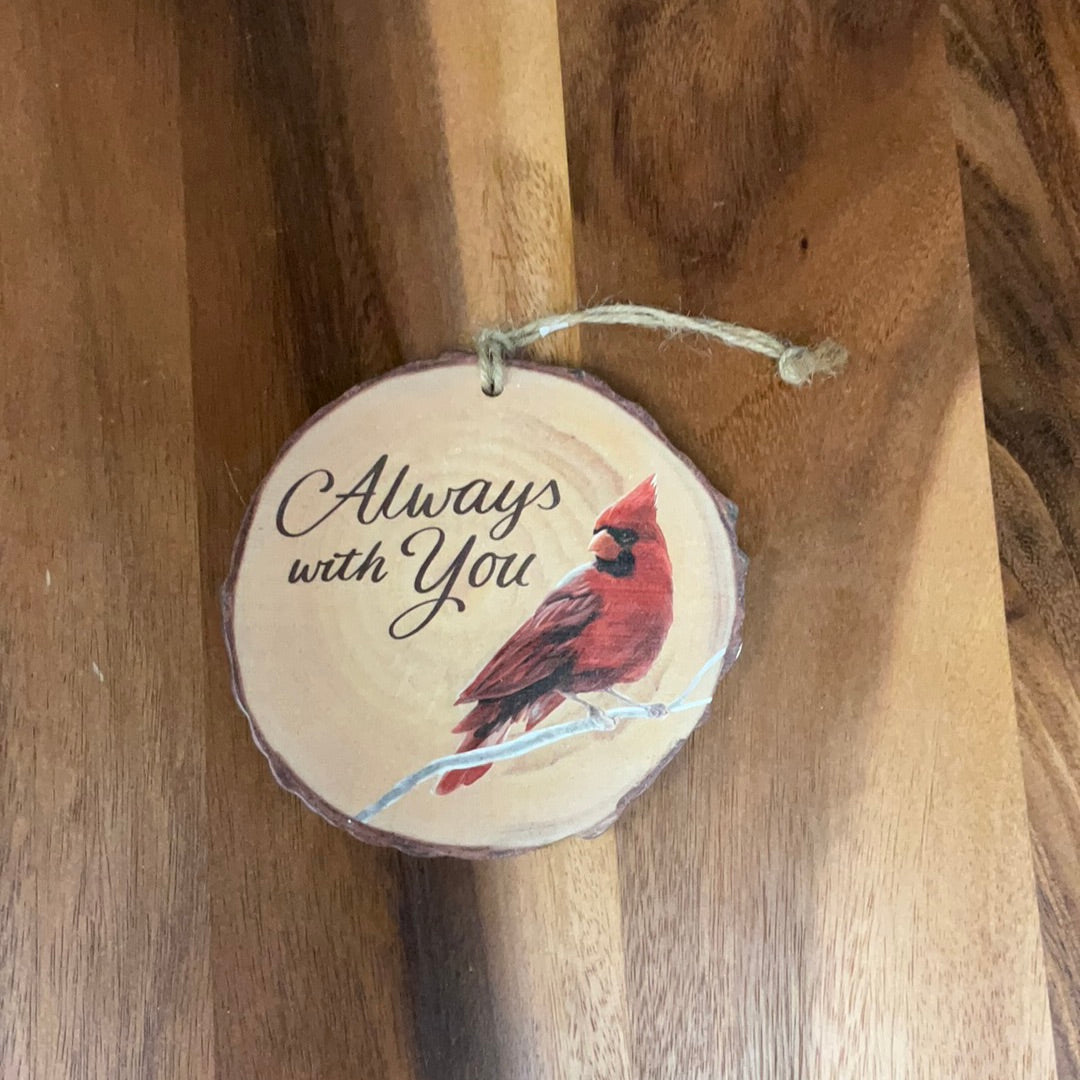 Wood Disc With Cardinal