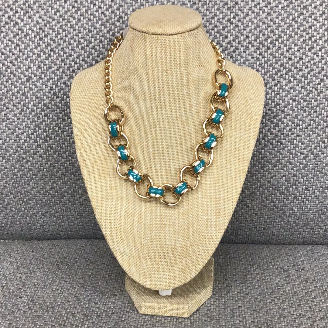 Turquoise and Gold Chain Necklace
