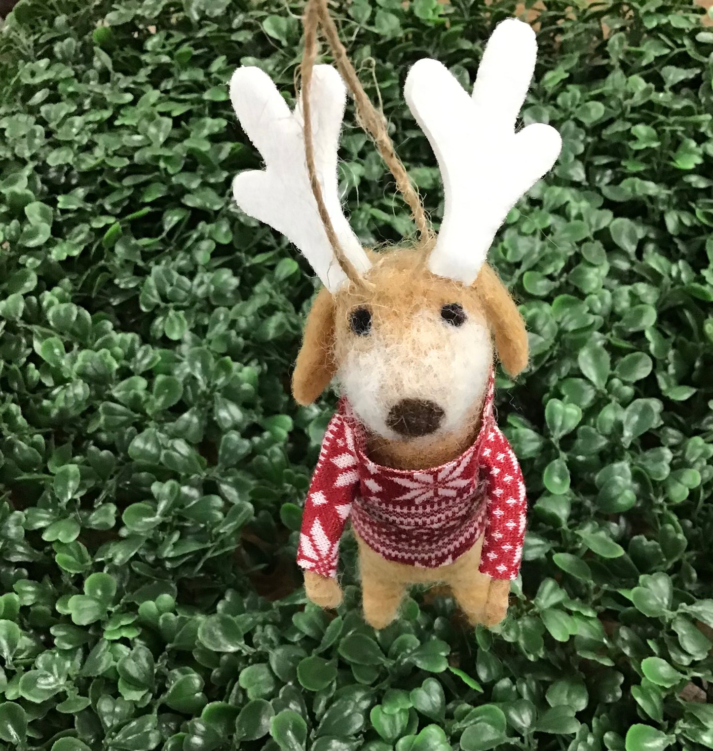 Dog Reindeer with Sweater Ornament