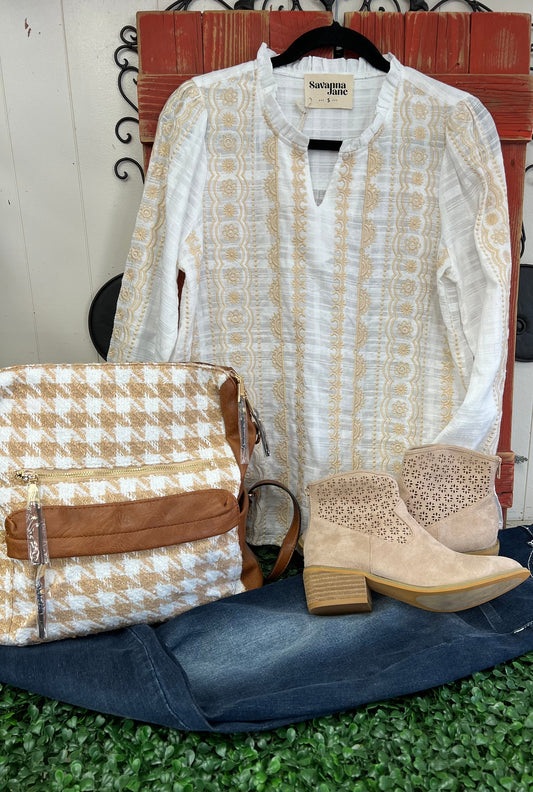 Ivory Taupe Blouse